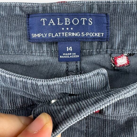 Talbots Gray Corduroy Scottish Terrier Schnauzer Simply Flattering Pants Sz 14 - Picture 4 of 6
